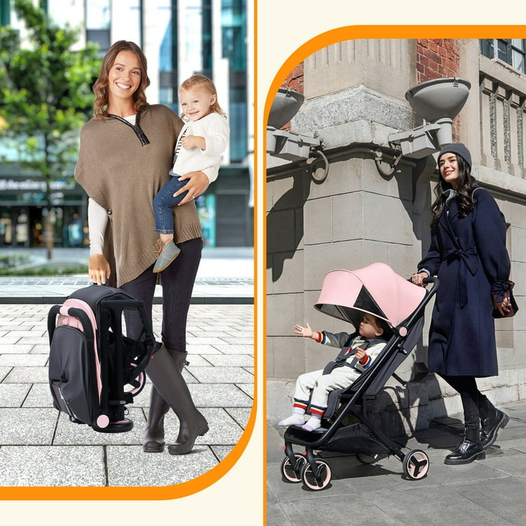 Lightweight Baby Stroller Compact Umbrella Stroller with Adjustable Canopy Footrest Backrest One Hand Folding Newborn Infant Stroller for Airplane