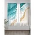 thumbnail image 2 of Sheer Curtains 72 inches Long, Beach Watercolor Teal Blue Coastal Ocean Beach Theme Light Filtering Sheer Window Curtains Rod Pocket Voile Drapes for Bedroom Living Room, 52"W x 72"L 2 Panels, 2 of 7