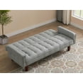 thumbnail image 2 of 73.62" Convertible Futon Sofa Bed, Button Tufted Futon Couch with Adjustable Back and Wood Legs, Linen Loveseat Sleeper Couch for Living Room, Apartment, Gray, 2 of 9