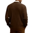 thumbnail image 3 of Dwellite Mens Cardigan Sweater Casual Button Up Plus Size Cardigan Spring Long Sleeve Knitted Ribbed Knit Solid Sweater Coffee 2XL, 3 of 6