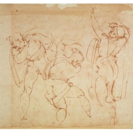 Figure Sketches Michelangelo Buonarroti 1475-1564 Italian Galleria degli Uffizi Florence Italy Poster Print - 18 x 24 in.