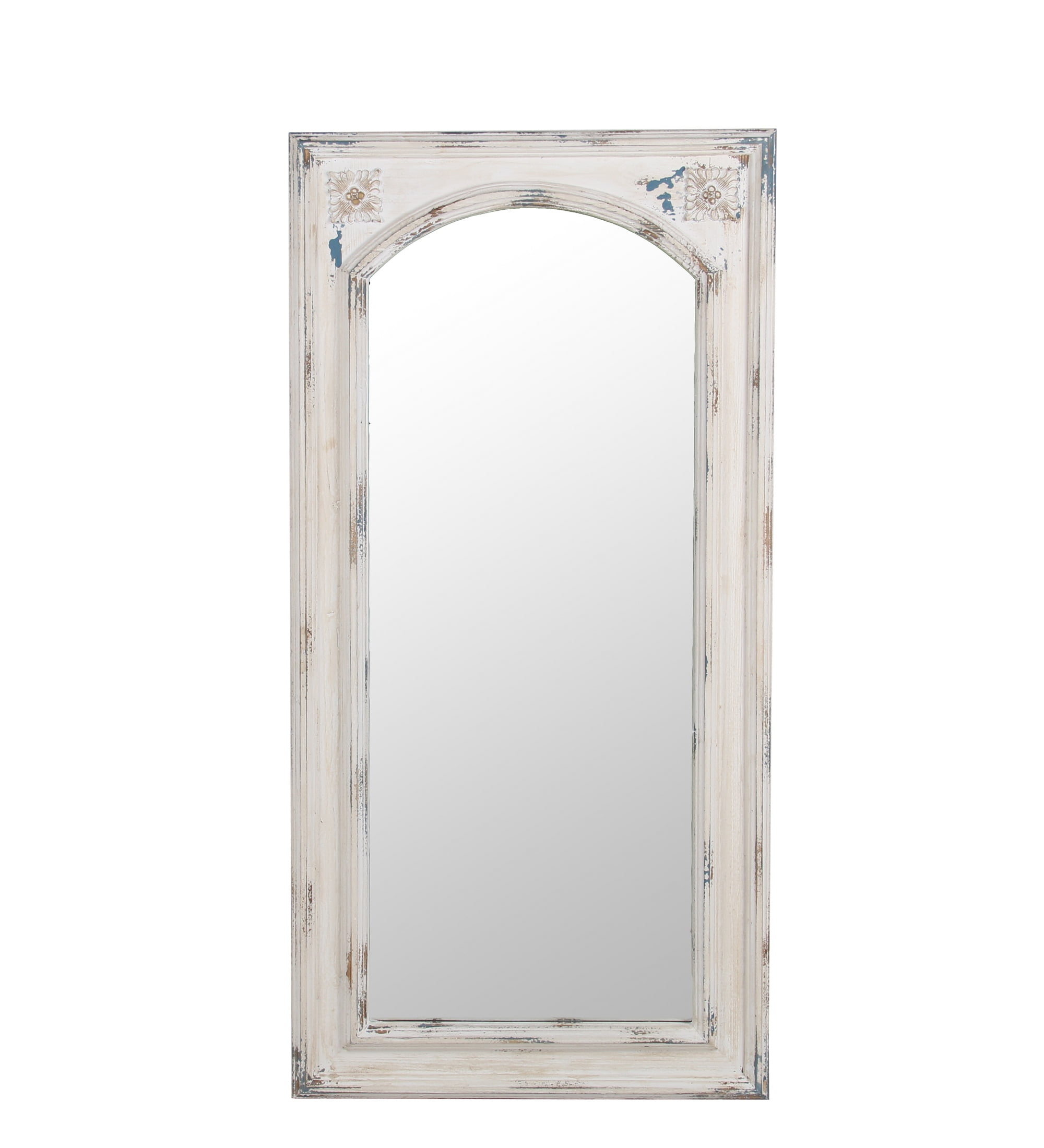 Privilege Traditional Antique White Wood Wall Mirror 006