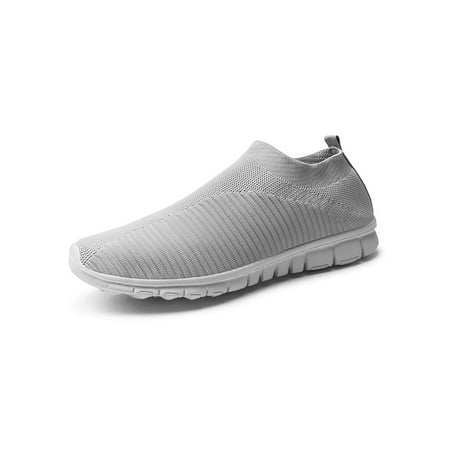 

Lacyhop Mens Walking Shoes Slip On Sock Sneaker Lightweight Casual Sneakers Outdoor Non-slip Running Shoe Comfortable Knit Upper Gray 8
