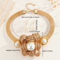 thumbnail image 2 of Chunky Flower Net Chain Statement Pearl Necklace Earring Set For Women Tribal Fashion Costume Accessories Unique Pearl Pendent Collar Choker Bib Handmade, 2 of 4