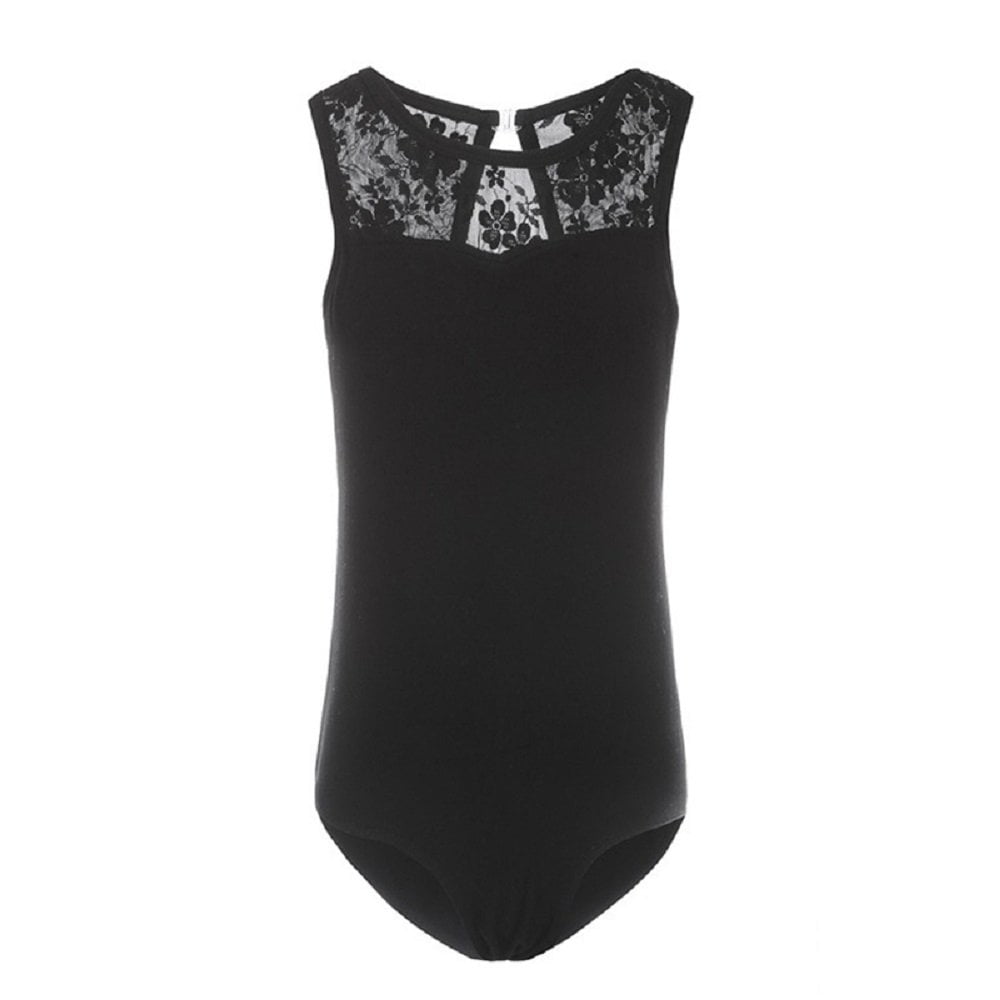 CNKOO Justaucorps en Dentelle Florale pour Filles, Danse Ballet, Col Haut