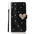 thumbnail image 3 of SaniMore for iPhone 13 Pro Max Glitter Love Magnetic Flip Wallet Case with Card Slot & Kickstand, Premium PU Leather Case with Wrist Strap Shockproof Protective Case for Women Ladies Girls, Black, 3 of 7