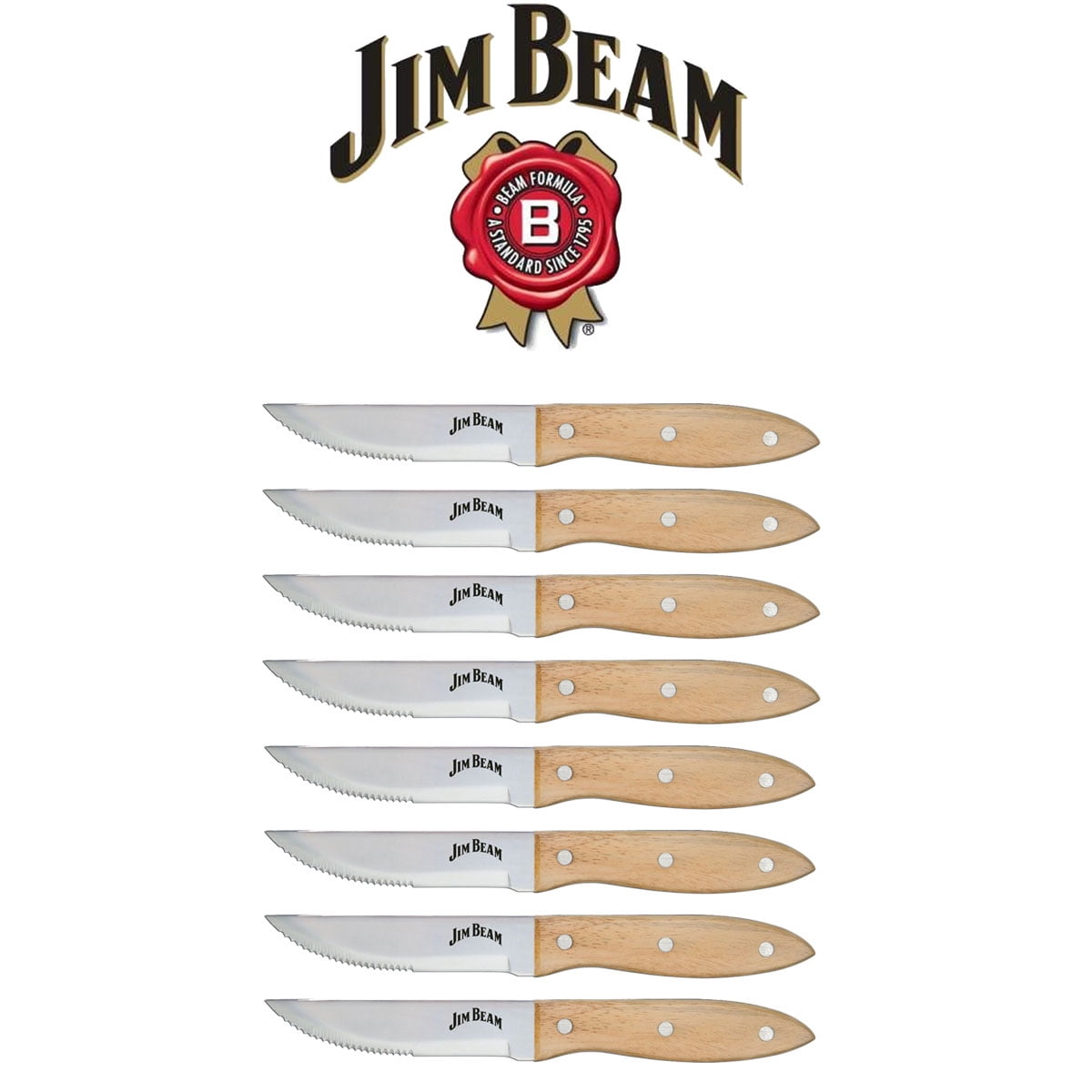 Jim Beam Serrated Stainless Steel Steak Knife Set 8