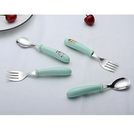 

Gyedtr Wrtgerht 304 Stainless Steel Children s Spooand Fork Baby Food Supplement Spoon Fork Combination Tableware Kitchenware (Color : Green) Clearance