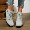 thumbnail image 2 of Rokment Womens Combat Dress Boots with Side Zipper Vintage Casual Lace up Chunky Block High Heel Ankle Booties Winter Fall Shoes Grey Size 7.5, 2 of 5