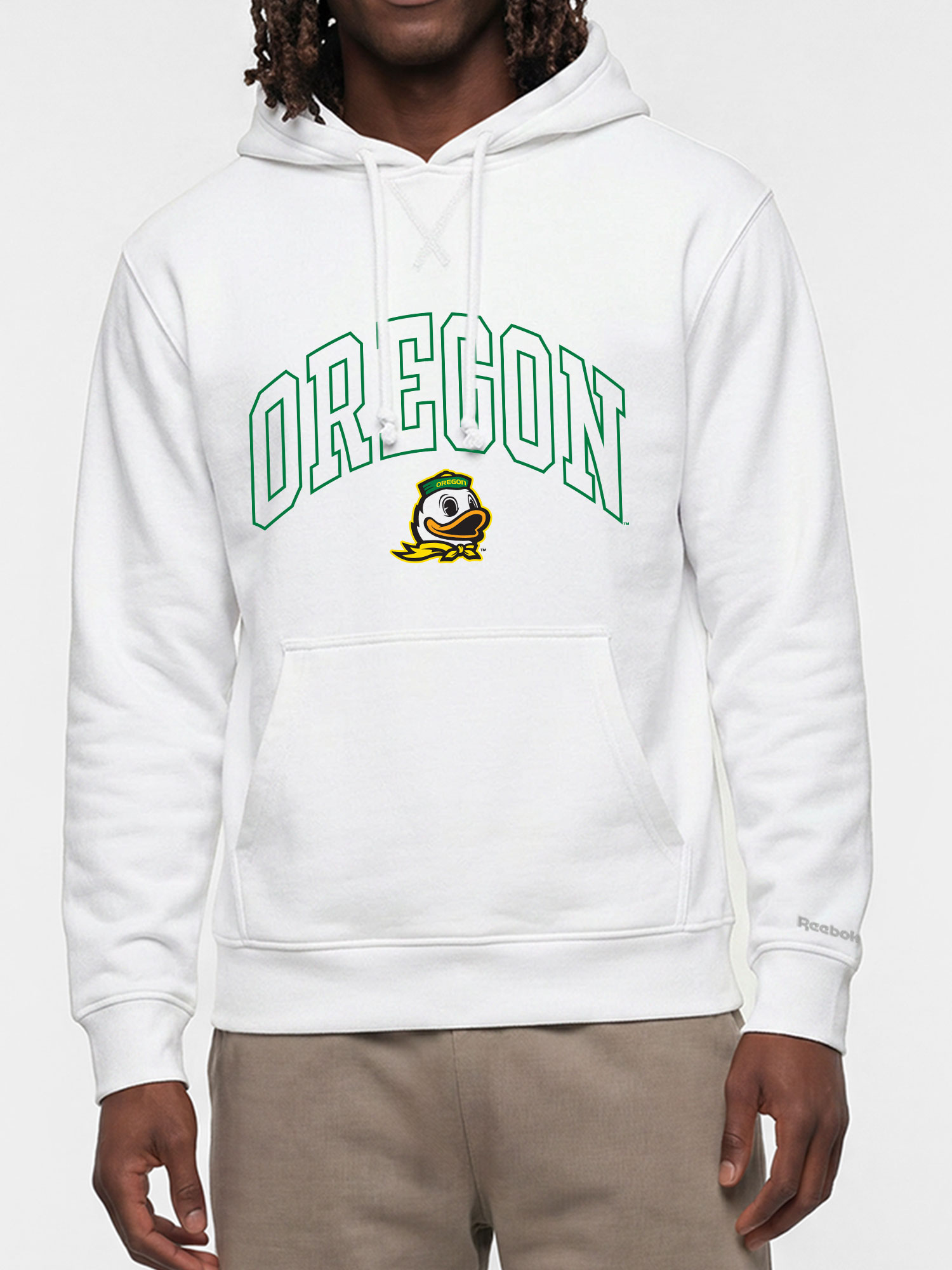 Oregon Ducks Reebok Mens White Hooded Sweatshirt