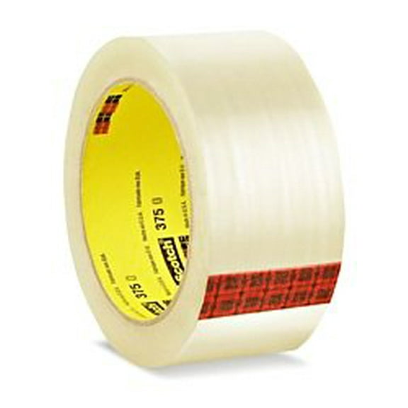 3M Scotch 375 Synthetic Rubber Hot Melt Box Sealing Adhesive Tape, 0.07mm Thick, 50m Length x 48mm Width, Clear