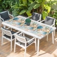 thumbnail image 2 of Vintage Beach Coastal Table Cloths for 5 Foot Rectangle Tables, Nautical Shell Starfish Coral Summer Patio Waterproof Elastic Fitted Tablecloths, Washable Rectangular Table Cover for Camping, 2 of 8