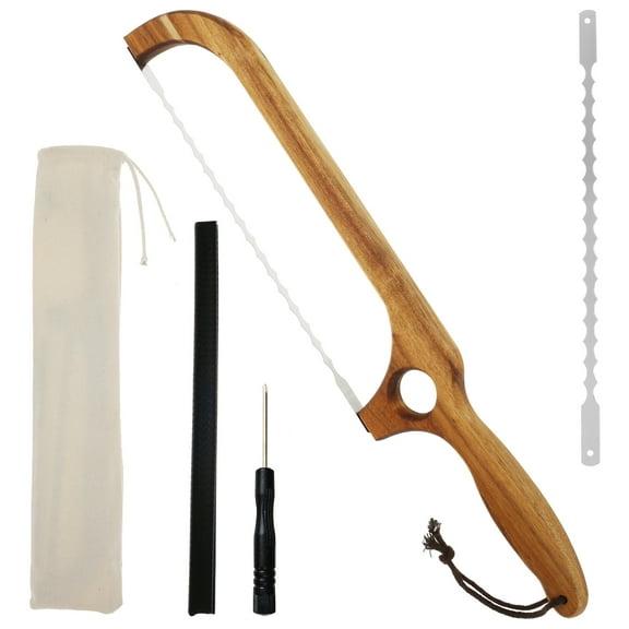 Sourdough Bread Knife Sturdy Bagel Cutter Convenient Wood Serrated Bread Slicer Versatile Wood Bread Bow Knife Ergonomic Bread Knife Bread Slicer for Kitchens