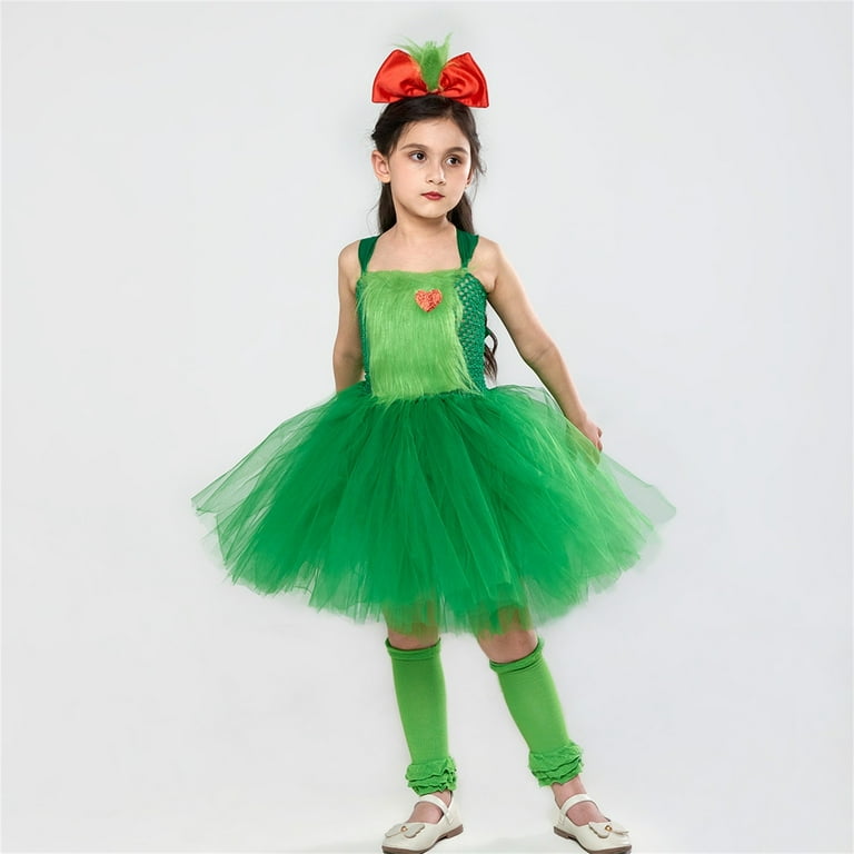 Gomind for Girl Christmas Grinch Costume Tutu Dress for Girls,One