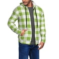 thumbnail image 2 of Uemuo White Green Plaid for Men's Fashion Full-zip Hoodies & Sweatshirts with Kangaroo Pocket, Zip-up Hooded Sweatshirt, Moisture Wicking & Breathable-Large, 2 of 5
