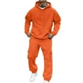 thumbnail image 2 of MELDVDIB Mens Hoodies and Cargo Sweatpants Set Solid Color Long Sleeve Hooded Sweatshirt with Multi Pocket Sweatpants Casual Tracksuit for Daily Wear, 2 of 6