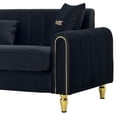 thumbnail image 6 of (Sofa)87.4 Inches 3 Seater Sofa for Living Room, Upholstered Couch with High Resilience Foam, Pocket Spring Seat, Decorative Pillows, and Sturdy Metal Legs (Black), 6 of 11