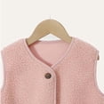 thumbnail image 4 of BLVB Boys Girls Fuzzy Fleece Vest Sherpa Warm Winter Sleeveless Button down Kids Jackets Coats with Pockets(Pink,6-7 Years), 4 of 5