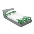 thumbnail image 2 of Ambesonne Palm Leaf Fitted Sheet & Pillow Sham Set, Forest Leaves Frame, Twin, Hunter Green, 2 of 2