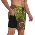 thumbnail image 2 of Kdxio Black Head Woman With Dots Hair Print Men'S Swim Trunks With Compression Liner 7 Inch Inseam Quick Dry Swim Shorts, 2 of 7