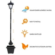 63 Vintage Solar Lamp Post Light, Light Outdoor Waterproof with Planter Adjustable Height for Porch Yard Driveway Garden Patio Decoration