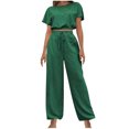 thumbnail image 2 of ZyeKqe Lounge Sets for Women Puff Short Sleeve Crop Top Drawstring High Waisted Pants Casual Outfits, 2 of 6