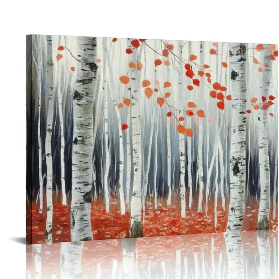 White Birch Tree Wall Art - Forest Tree Wall Art Canvas Print for Living Room Bedroom Wall Decor, Nature Forest Landscape Picture Wall Painting Ready to Hang