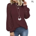 thumbnail image 2 of Sonducket Blusa de manga larga de encaje para mujer Camiseta de color sólido con cuello de encaje Prendas para la parte del cuerpo Vino rojo XL Sonducket AP003127-24, 2 of 6