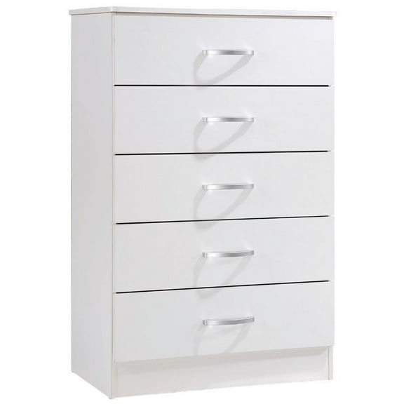 Pemberly Row Tall 5 Drawer Chest with 5 Drawers in White