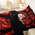 thumbnail image 4 of Feelyou Spooky Fire Dragon Twin Bedding, Cartoon Flame Bedding Comforter Set, Black Red, Black Reversible, 7 Pieces, 4 of 7