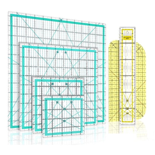 Regla para Acolchar de 6 Piezas Regla para Acolchar AcríLica Cuadrada Regla de Corte de Tela Regla AcríLica con Marca Transparente y Regla de Planchado