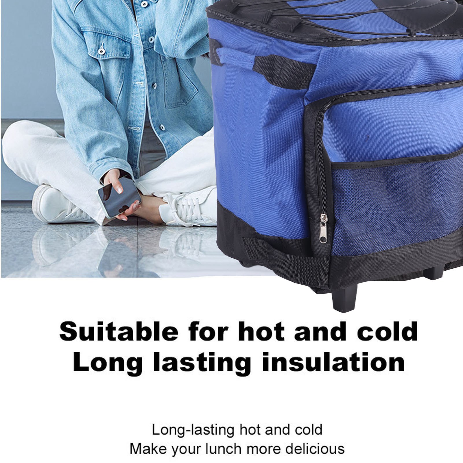 Sac Isotherme Pliable XXXL 58x35x38 Cm – Tissu Oxford Résistant – Capacité 40 Bouteilles – Fermeture Double Zip