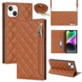 thumbnail image 1 of Nalacover Crossbody Wallet Phone Case for iPhone 14,Premium PU Leather Magnetic Closure Flip Stand Card Holder Zipper Pocket Purse Phone Case with Shoulder Strap,Brown, 1 of 11