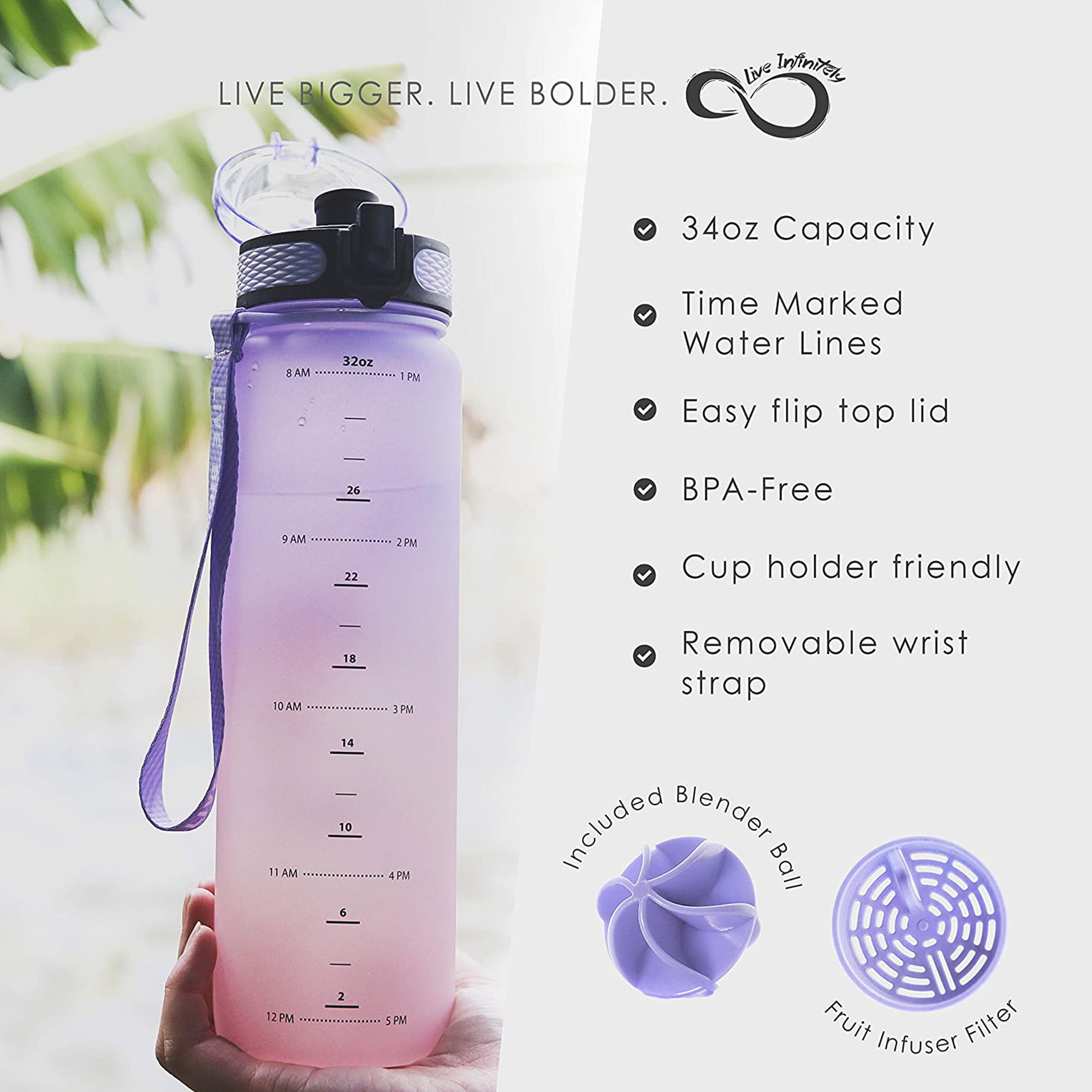Universal Water Bottle Carrier, Teal / Live Infinitely 24oz 32oz & 34oz Bottles