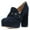 Navy, variant on Women Elegant Platform Chunky High Heels Pumps Buckled Round Closed Toe Slip On Dressy Prom Party Slide Shoes Size 5 Navy