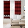 thumbnail image 2 of Red Black Plaid Blackout Curtains 39 Inches Long for Bedroom, Country Vintage Bear Buffalo Gingham Thermal Insulated Room Darkening Black Out Window Curtain Panels Grommet Drapes for Living Room, 2 of 8