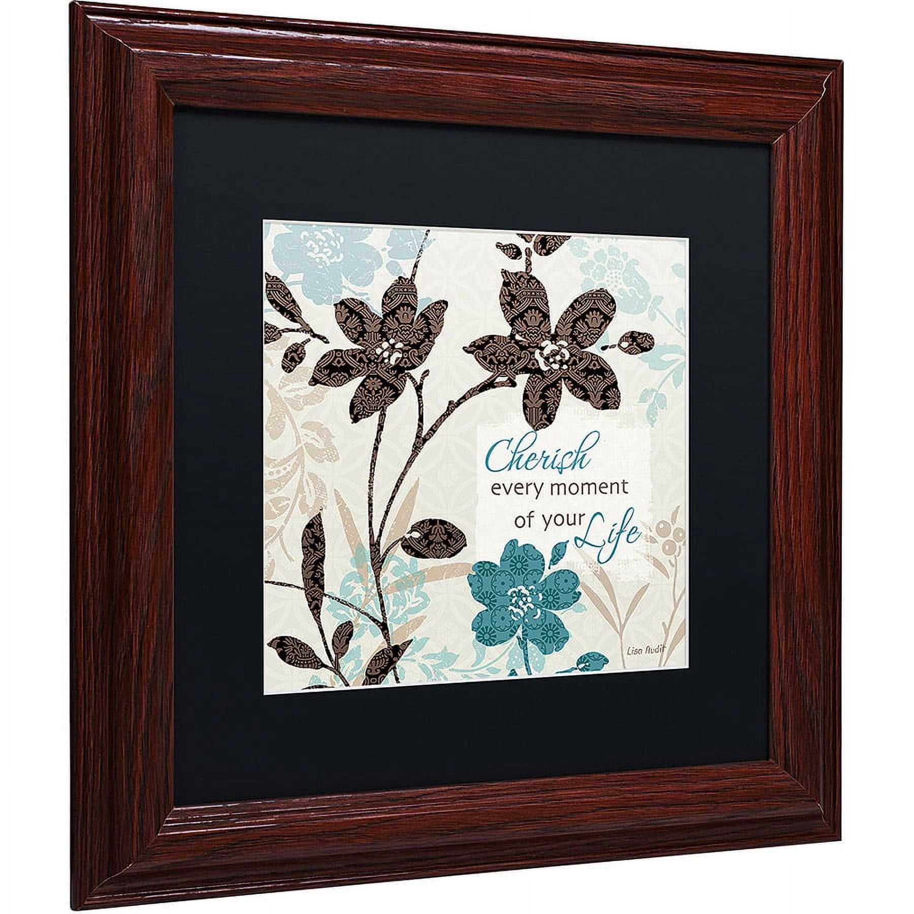 Trademark Fine Art "Botanical touch Quote I" Canvas Art by Lisa Audit, Black Matte, Wood Frame