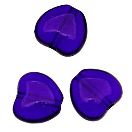 Czech Glass - Heart Shaped Beads 8.5x7.5mm 'Cobalt' (25)