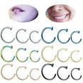thumbnail image 2 of K-KED Women C-shaped Fake Nose Ring Labret Lip Ring Stainless Steel Piercing Clip On -multi-1*10mm, 2 of 9