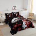 thumbnail image 3 of White Dragon Bedding Set Queen Red Rose Floral Gothic Bedding Comforter Sets,Western Dragon Comforter Set Women,Fantasy Jungle Animal Bed Set Magical Wildlife Room Decor, 3 of 6
