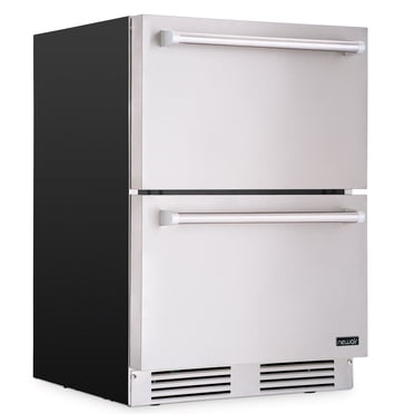 Newair 24" Outdoor Dual Drawer Freezer Fridge Convertible Refrigerator in Stainless Steel