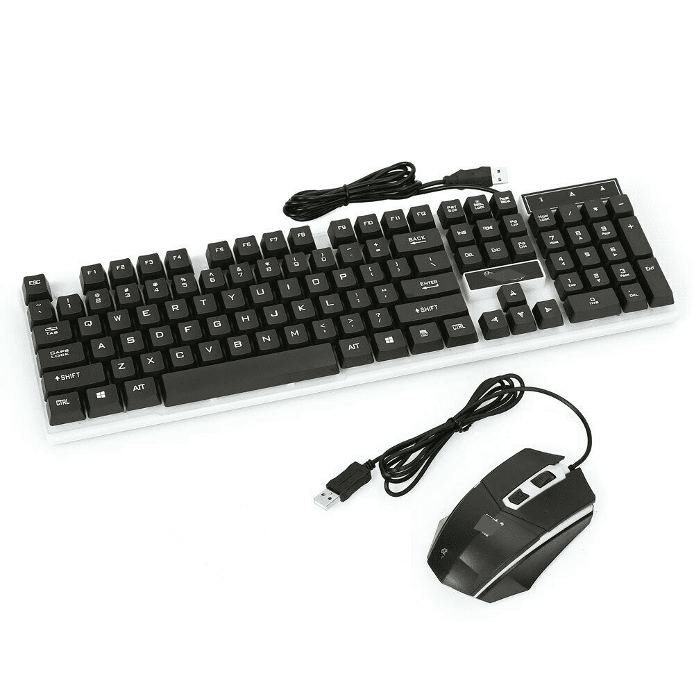 Qunler Gaming Keyboard and Mouse Set Rainbow LED Backlit Wired USB Keyboard and Mouse for PC PS3 PS4 Xbox One and 360