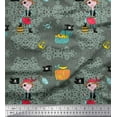thumbnail image 1 of Soimoi Japan Crepe Satin Fabric Flag,Treasure Box & Pirate Boy Nautical Print Fabric by The Yard 42 Inch Wide, 1 of 1