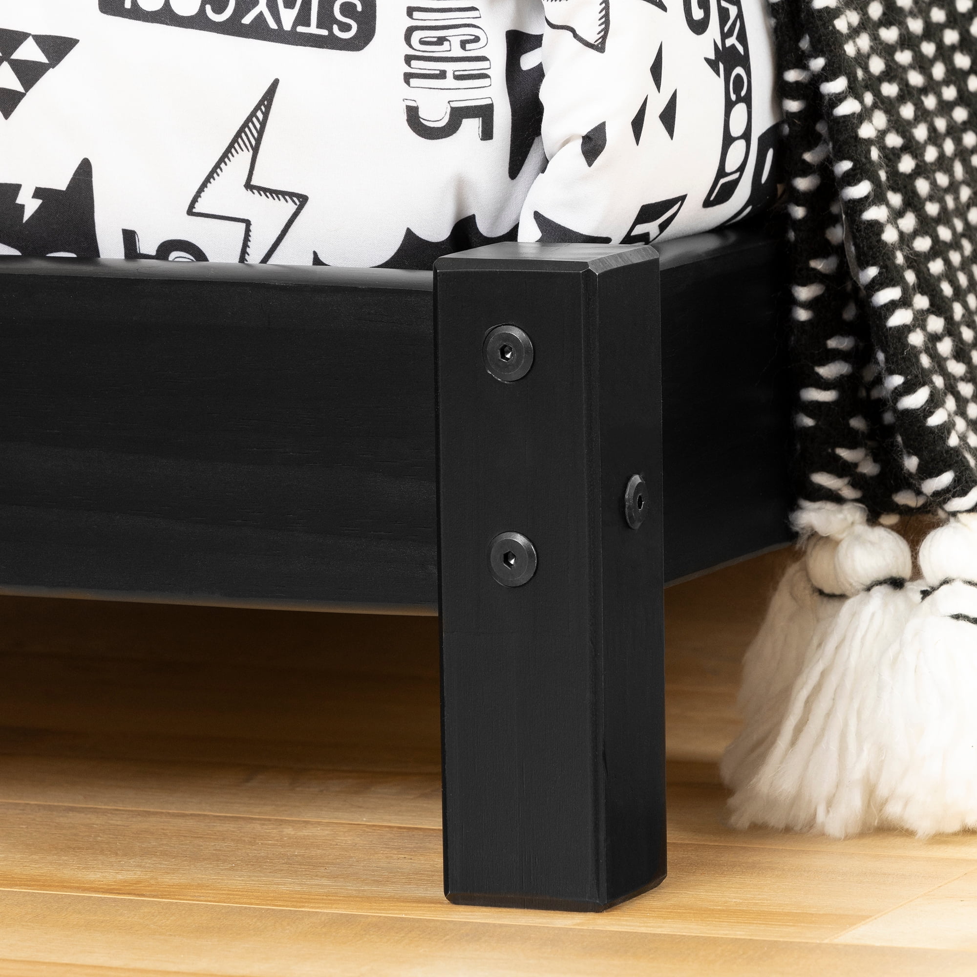 South Shore Sweedi Bed with House Frame Headboard, Matte Black