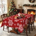 thumbnail image 4 of Nanqianyi Classic White Snowflake Christmas Tablecloth,60"x84",Waterproof Stain Resistant Rectangular Table Cover, 4 of 6