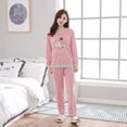 thumbnail image 2 of Conjunto de pijama de manga larga con dibujos animados para mujer, ropa de dormir de otoño, de algodón, para estar en casa, talla XL (oso durmiendo), 2 of 7