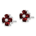 thumbnail image 3 of Auriga Fine Jewelry 925 Sterling Silver Rh-Plated Garnet Flower Post Stud Earrings for Women, 3 of 6
