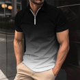thumbnail image 7 of Afuyipoi Men's Printed Zip Shirt,Button-Down Collar Casual Short Sleeve Vacation Tees Dark Gray S, 7 of 7