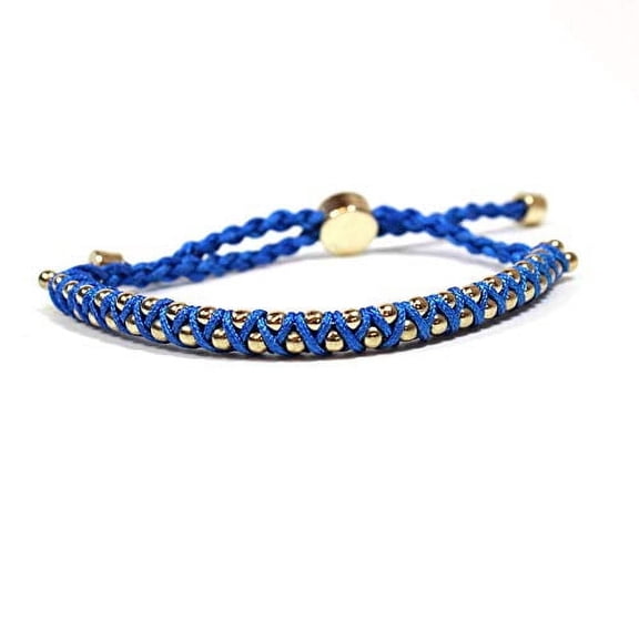 Waterproof Braided Friendship Bracelet with Gold Beads - Adjustable String Bracelet for Summer (Blue) Jewelry Bracelet Gold