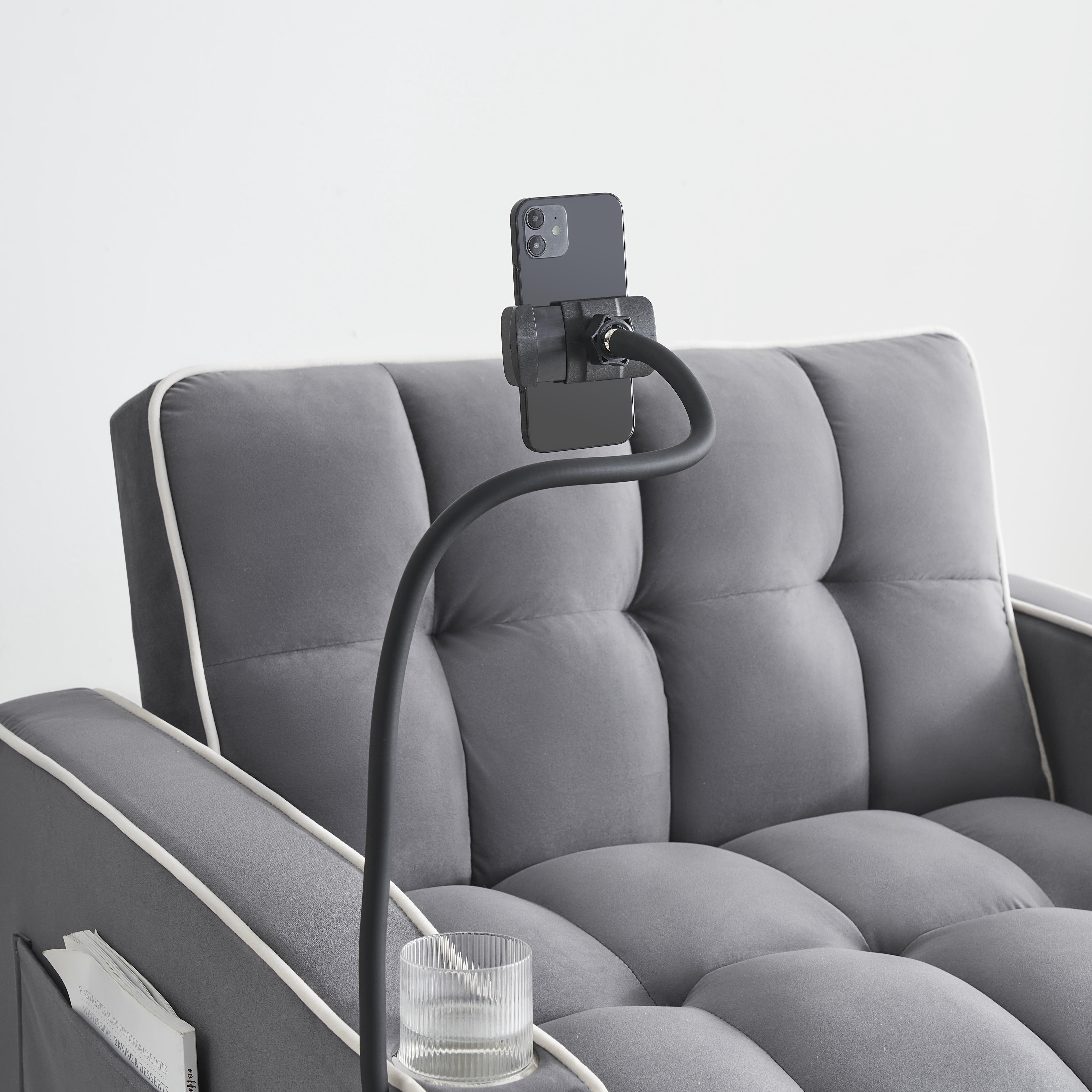 avobird 3 in 1 Convertible Chair Bed Sleeper, Pull Out Sofa Bed With adjustable back/USB port/ashtray/swivel phone stand, Gray Lines
